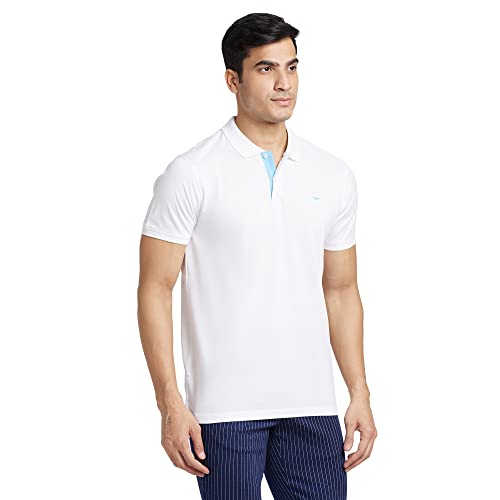 Image of Park Avenue Slim Fit Pure Cotton Print Pattern Polo Neck Casual T-Shirt