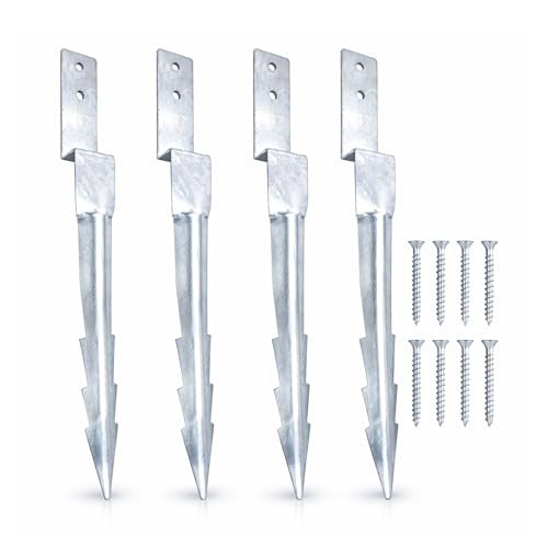 Clever Leon Piquets d'ancrage au Sol 430mm - 4 Pièces - pour Buts de Football - Acier Galvanisé à Chaud