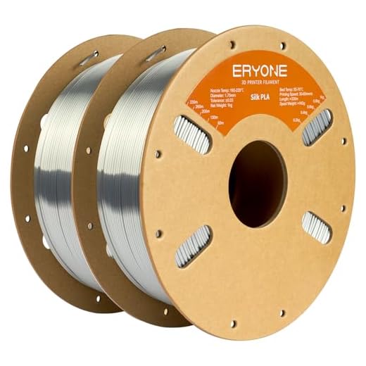 ERYONE Silk PLA Filament for 3D Printer 1.75mm +/- 0.03mm, 2KG Cardboard Spool, Silk Silver