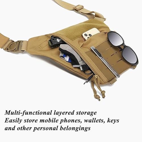 Powios Crossbody Bag, New Waterproof Outdoor Tactical Shoulder Crossbody Chest Bag, for Hiking Cycling Camping (Black,One Size)4