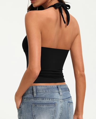 Image of Avidlove Women's Halter Top Deep V Going Out Tops Double Lined Sexy Backless Summer Crop Tank Top