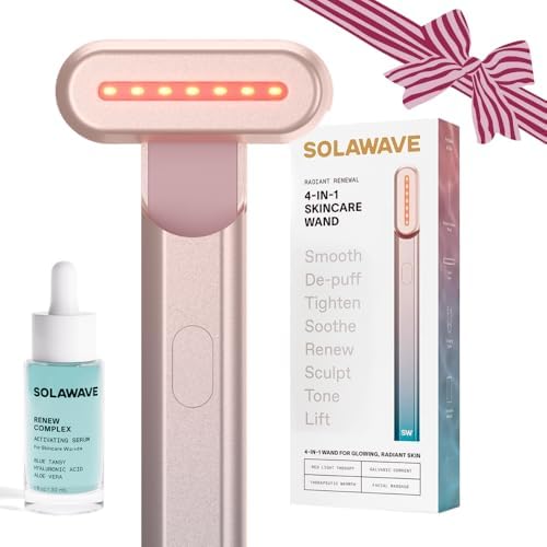Solawave 4-in-1 Radiant Renewal Red Light Therapy Wand & Renew Co...