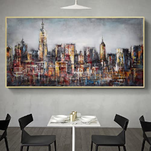 Art mural paysage urbain abstrait affiche tableau décoration grand format salon 60x120