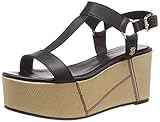  Tommy Hilfiger Damen Elevated Leather Flatform Sandal Plateausandalen, Schwarz (Black 990), 40 EU