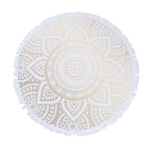 PRETYZOOM Toalla de Playa Redonda de Microfibra Mandala y Flecos, Secado Rápido, Manta Multiusos para Picnic, Yoga y Decoración, 150 Cm Diámetro, Color Variado