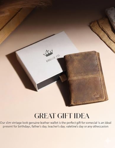 Image of Genuine Hunter Leather Trifold Wallet for Men and Women | Handmade RFID Protected Hidden Pocket and ID Window | Multiple Card Slots Cash Compartments | Compact Daily Carry | Vintage Brown
