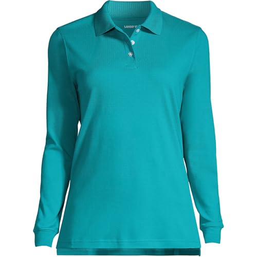 Image of Lands' End School Uniform Kids Long Sleeve Interlock Polo Shirt