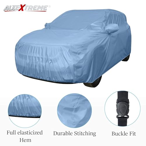 Image of Allextreme DG5001 Car Body Cover Compatible with Datsun Go Custom Fit Dustproof UV Heat Resistant Indoor Outdoor Body Protection (Blue with Mirror)