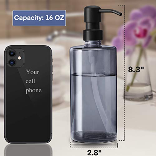 Lamorgift 16 Oz Glass Hand Soap Dispenser - Liquid Dish Soap Dispenser for Kitchen Sink- Bathroom Soap Dispenser with Stainless Steel Pump for Soap, Lotion, Essential Oils (2 Pack) - Thumbnail 2