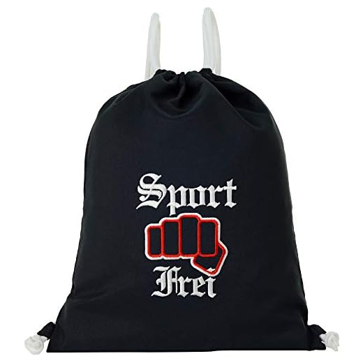 Turnbeutel wasserdicht SCHWARZ mit Ossi Spruch Sport frei Gymsack Herren Gym Bag Hipster Beutel robust men/women Beuteltasche Rucksack Damen Sportbeutel Mädchen Teenager Sportfan DDR Sportlergruß