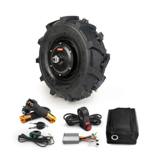 14 Zoll 500W Elektrischer Trolley Low Speed Getriebe Motor Rad Landwirtschaftsreifen 14x5.00-6.5 mit Controller Drosselklappe 3 Gang Schalter für elektrische Schubkarre (key throttle kit, 24V500W)