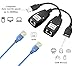 GELRHONR 2Pack USB 2.0 to RJ45 Ethernet Extender Adapter Cable,Over Cat5/Cat5e /Cat6 Cable for Printer Mouse Keyboard-Black
