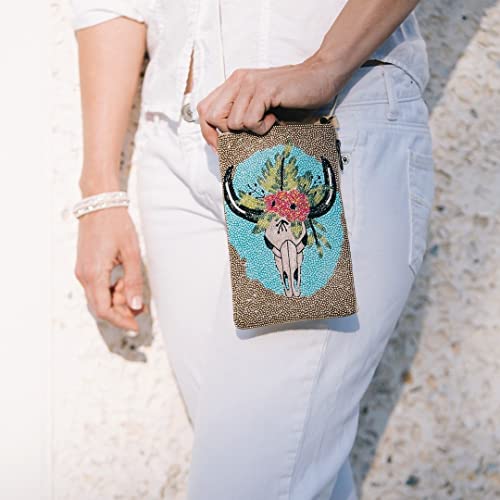 Bamboo Trading Company SHB447 Boho Skull Club Bag, 6-inch Height, Multicolor2