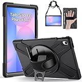 Gerutek Case for Samsung Galaxy Tab S10 FE Plus 13.1 Inch 2025 Tablet Case Shockproof, Heavy Duty Rugged with Pen Holder, 360° Rotating Stand/Hand&Shoulder Strap Cover for Tab S10 FE+ Plus, Black