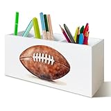 YTRGI American Football Pen Pencil Holder Organizer for Desk, Gifts for Football Fan Lovers Players Wooden Box...