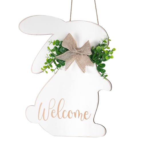 Gaiwos Easter Bunny Door Sign 13 inches, Wooden Rustic Welcome Easter ...