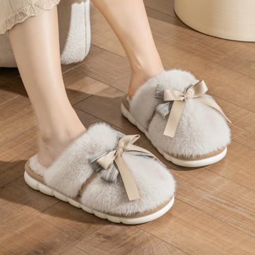 Women's Slip-on Fuzzy Bedroom Slippers, Closed Toe Warm Winter House Shoes Soft Fleece Plush Indoor Memory Foam Slippers Non-slip Cute Slippers Cold Weather3