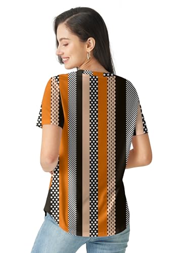 Womens Short Sleeve Tops Summer Tops for 2025 Casual Crew Neck Pleated Tops Blouses Fashion4