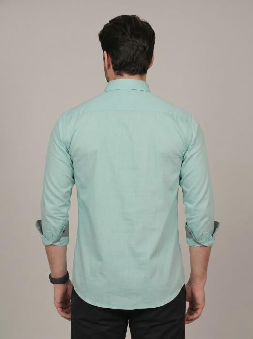 Image of Diverse Men's Cotton Blend Shirt with Pocket Design Spread Collar Full Sleeves Regular Fit and Standard Length | Comfortable Cotton Casual Shirt for Man