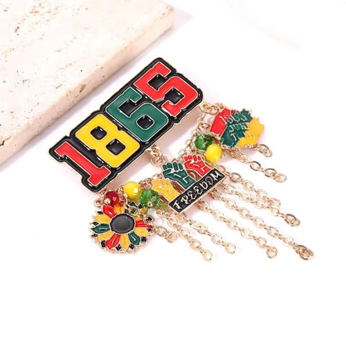 Image of African Brooches Africa Map Black Women Fist Heart Afro Brooch Pins Colorful Enamel 1865Juneteenth Black History Month Lapel Pins for Women