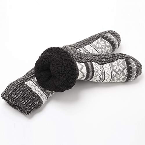 Maamgic Mens Fuzzy Warm Slipper Socks Non Slip Skid Winter Cozy Knit Fleece Lining Indoor Socks With Grips For Men Teen #TOP5
