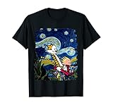 Calvin and Hobbes Shirt Men Shirts Fashion Crew Neck Short Sleeves Shirt L Black