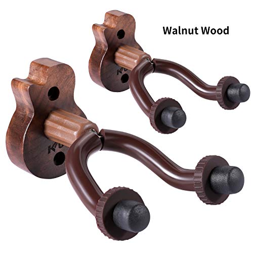 Guitar Ukulele Wall Mount Hanger 2 Pack Black Walnut Wood Guitar Hanger Wall