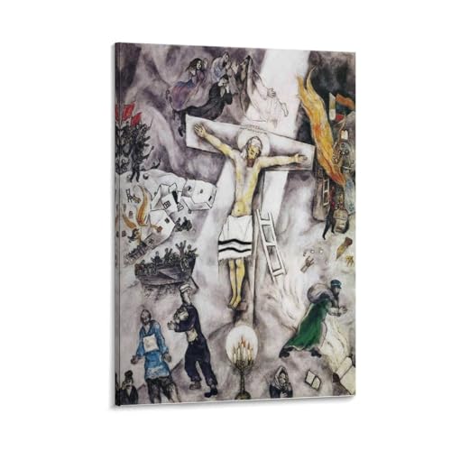 マルク・シャガール「白い磔刑」絵画アートポスター アートパネル ポスター キャンバスウォールアート現代 印刷 版画 壁掛け 壁の絵 部屋飾り08x12inch(20x30cm)