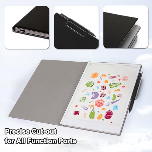 MOSISO for Remarkable Paper Pro Case 2024, Protective Folio Case for Remarkable Paper Pro 11.8 inch with Pen Holder, Slim Lightweight PU Leather Folio Cover, Black