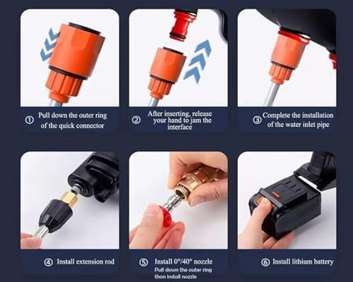 Image of Revin Enterprise Double Bettery Portable Wireless Pressure Washer Gun 48V 12000mah High Pressure Water Gun for Car Wash Bike Washing Cleaning, Adjustable Nozzle and 5M Hose Pipe (Double BETTERY).