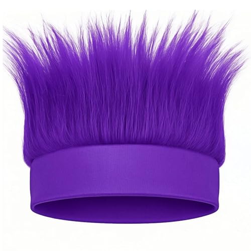 CHAKAKA Hairy Headband, Crazy Hats Funny Wig Troll Hair for Adults, Fun Party Costume Accessories for Crazy Hair Day, Spirit Week, Sports, Halloween, Cosplay Parties (Purple)