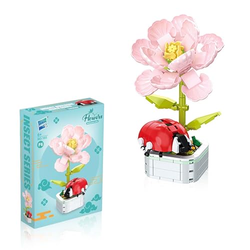 PHMING Set di mattoncini da costruzione con fiori, set di giocattoli da costruzione, simulato con base floreale, collezione botanica per progetti fai da te, decorazione