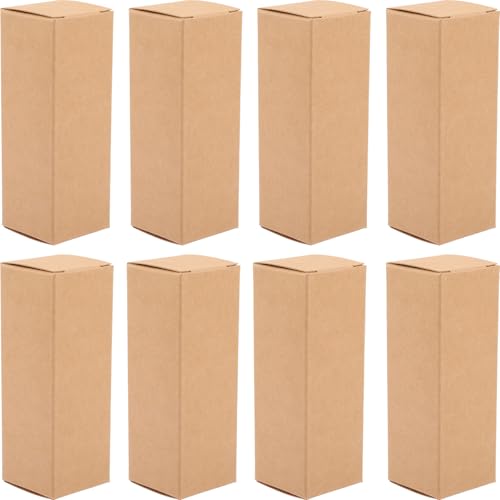 GARVALON Caja de Embalaje para Aceites Esenciales de Papel Kraft, 50 Unidades, Tamaño 3.1x3.1x9 Cm, Color Natural, para Envoltorios y Almacenamiento de Pintalabios, Adecuado para Regalos