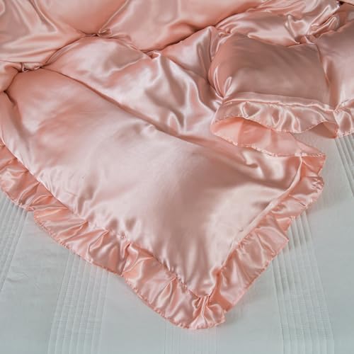 Housse de couette satin rose pour un lit king size style chambre d'hôtel - 8