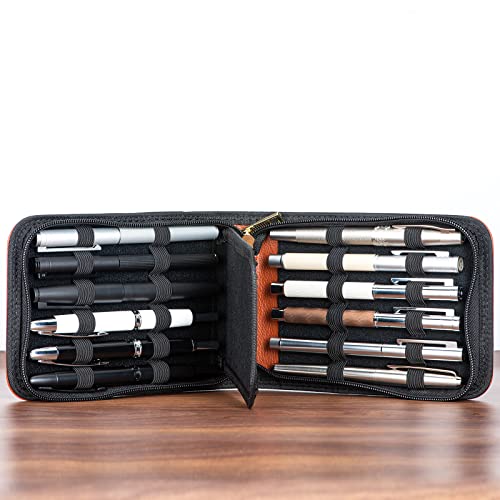 Lanxivi 12 Fountain Pen Case Black,Coffee PU Leather Display Case Organizer Pourch Gag