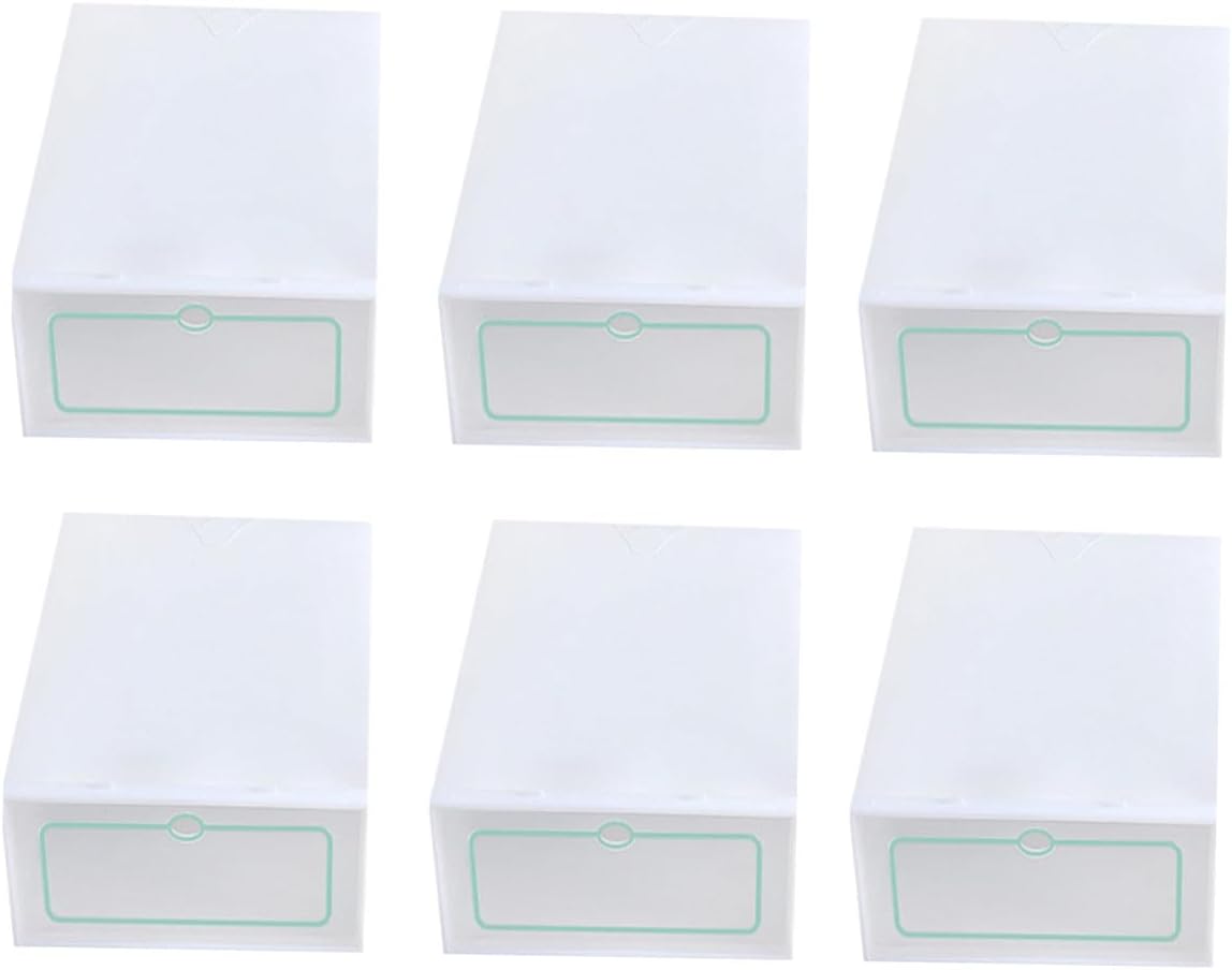 VALICLUD 12pcs Large White Stackable Shoe Storage Boxes with Lids Thickened Plastic Shoe Organizers for Closet and Home Foldable Containers for Sneakers and Boots
