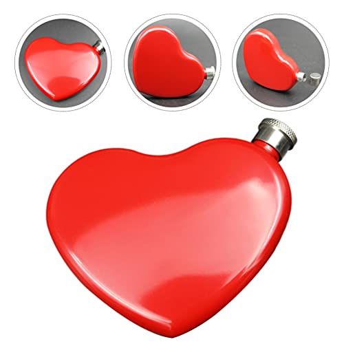 Small Flask Hip Pocket Flask Flask Stainless Steel Leakproof Heart Shaped Flask Liquor Wine Drinking Flask Portable Camping Flask Bar Craft Hip Flask Red Mini Camping Flask Flat Drink Bottle #TOP2