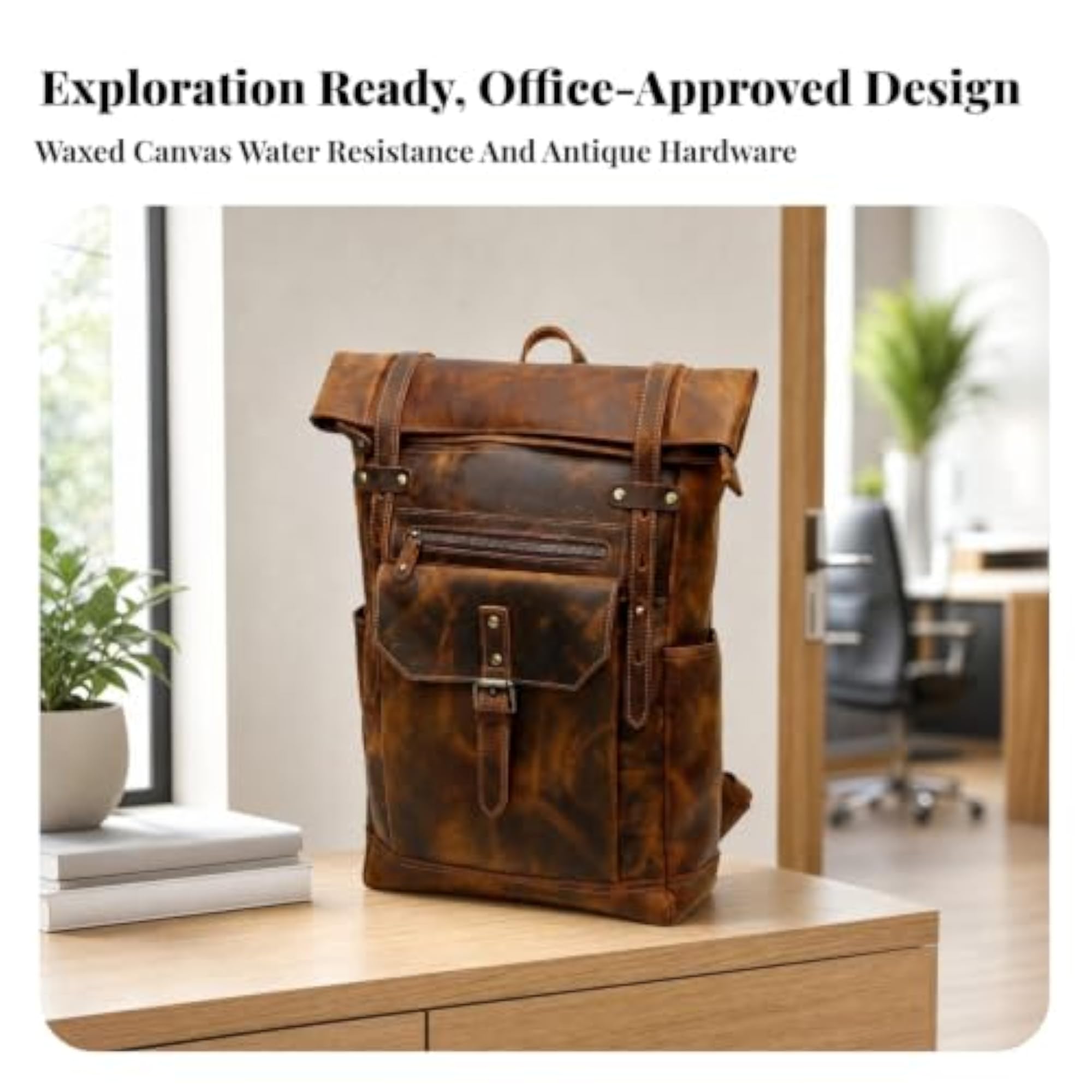 Spacious Roll-Top Black Backpack for Commuters and Students