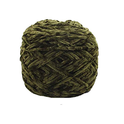 Clisil 8oz/250g Knitting Chenille Yarn DIY Grass Green Velvet Chenille Yarn Bulky Luxury Polyester Chenille Yarn for Crochet Hat Scarf Sweater Shawl Toy