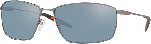 Costa Del Mar SUNGLASSES Costa Del Mar Turret - Gafas de sol rectangulares para hombre, gris plomizo oscuro mategris polarizado, 580P, 2.480 in