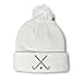 Custom Pom Pom Beanie Field Hockey Sport A Embroidery Acrylic Skull Cap Winter Hat for Men & Women White Design Only