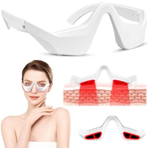 Under-Eye Red Light Therapy Device Red Light Therapy Glasses Red Light Eye Mask Microcurrent Led Light Therapy Eye Massager Beauty Glasses Bag Remover for Reduce Dark Circles Puffiness Wrinkles