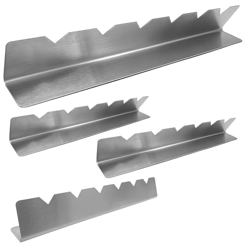 Grillspießhalter, Edelstahl-Grillrost mit gezackten Kanten, 30 x 4 x 3 cm, stapelbar für Fleisch und Gemüse, 4 Stück