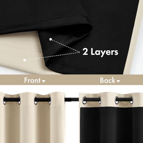 Image of MIULEE Cream Beige Blackout Curtains for Bedroom 40x54 Inch Long 2 Panels | 2 Thick Layers Thermal Insulated Short Window Curtains, Noise Reducing Grommet, Drapes for Kitchen Living Room,2 Panels