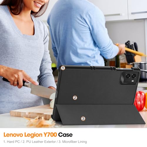 Suttkue for Lenovo Legion Y700 2025 3RD Case with Screen Protector(1 Pack),high qualit Hard Shell, Lightweight,Quality PU,Anti-Fingerpirnts, Scratch Resistant, Black for Y700 2025 3RD 8.8 inch by Suttkue - Used condition - Image 7