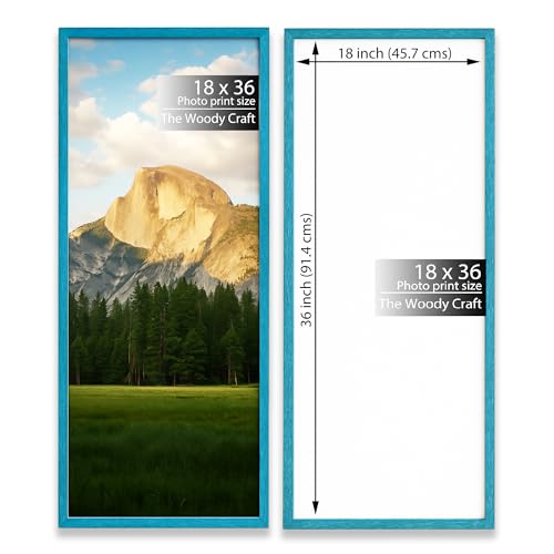 Image of 18x36 Photo Frame | Blue Frame For Wall Decor | Rustic Wall Frame | Wooden Photo Frames For Living Room | Smart Big Photo Frames For Wall | Ideal Wooden Engraved Photo Frame