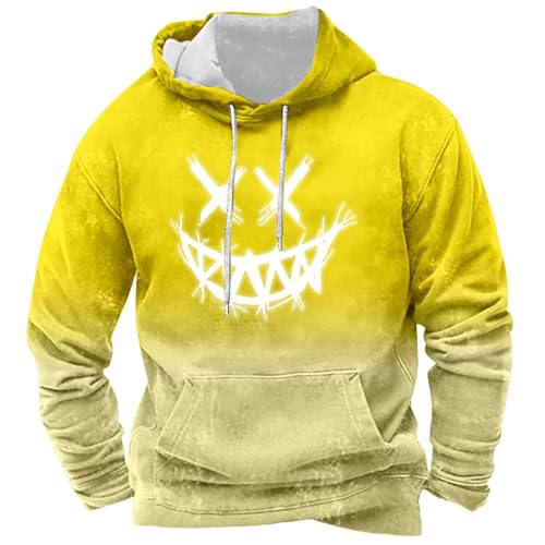 RUMAOZIA Sweat à capuche pour homme avec impression Y2K - Sweat à capuche avec imprimé smiley - Hip Hop - Décontracté - Manches longues - Basique - Pull...