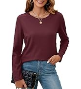 HDLTE Long Sleeve Shirts for Women Waffle Knit Tops Basic Crewneck 2024 Fall Tunic Tops