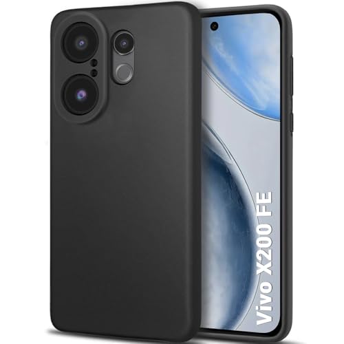 Image of TheGiftKart Sleek Back Cover Case for Vivo X200 FE 5G | Slim Fit Protective Design | Ultra Matte Finish | Camera Protection Bump | Soft Silicon Back Cover Case for Vivo X200 FE 5G (Silicone, Black)