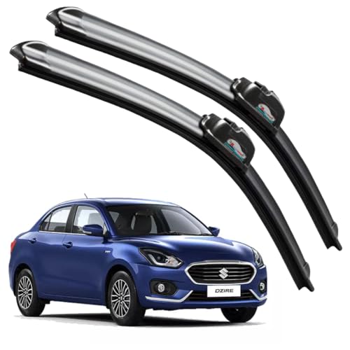 Image of Frameless Rubber Car Wiper Blades Set of 2 Compatible with (Swift Dzire (2017-Till Date) (D-21,P-19))